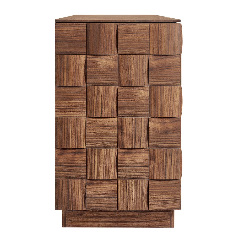 Duskin 68 Inch Geometric Block Design Four Door Sideboard - Walnut