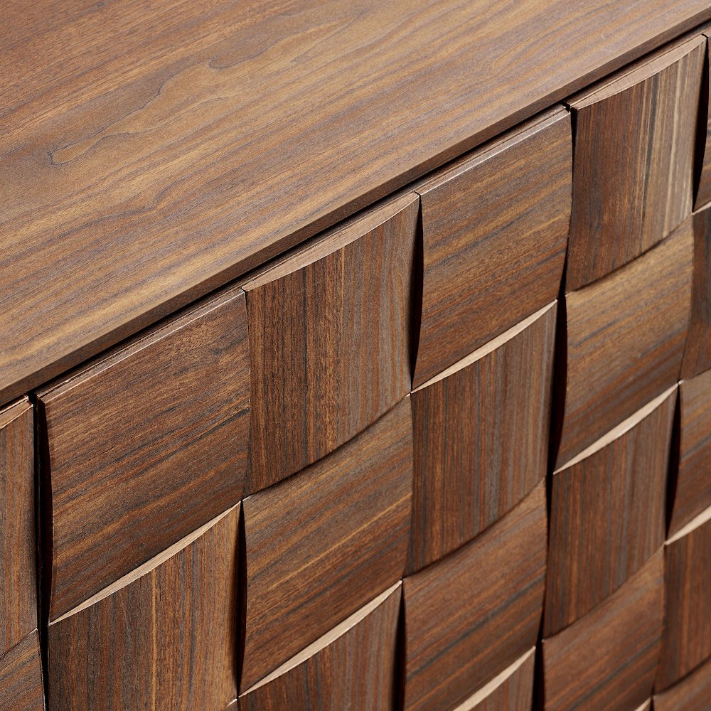 Duskin 68 Inch Geometric Block Design Four Door Sideboard - Walnut
