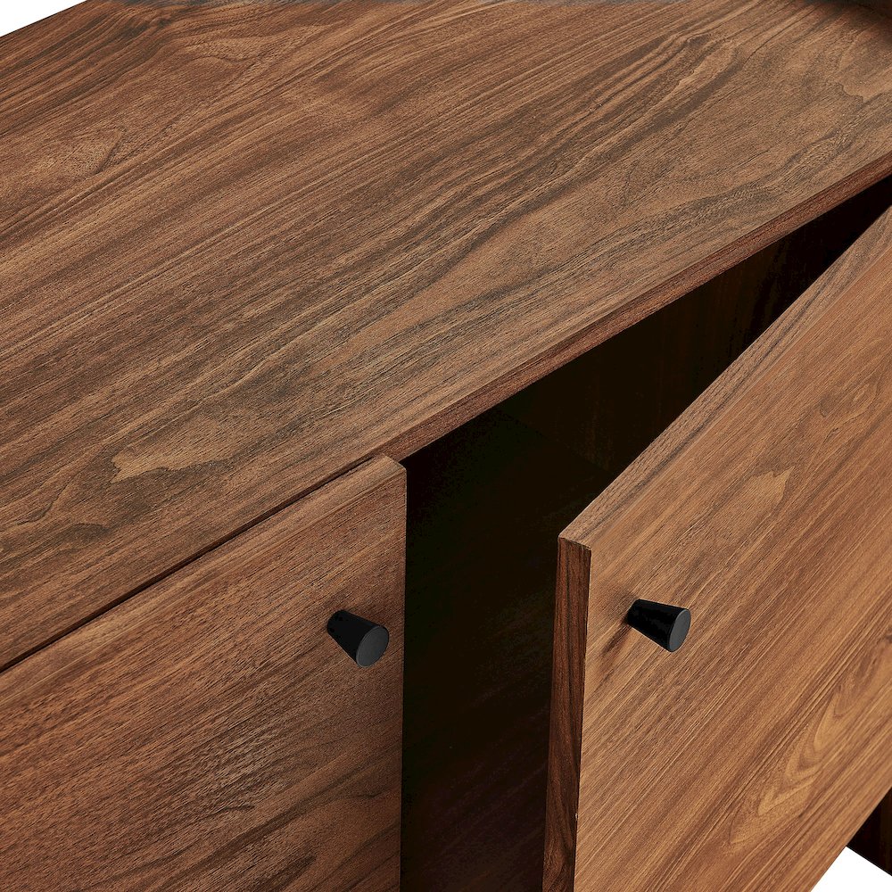 Yarrow 77 Inch Fluted Four Door TV Stand - Walnut