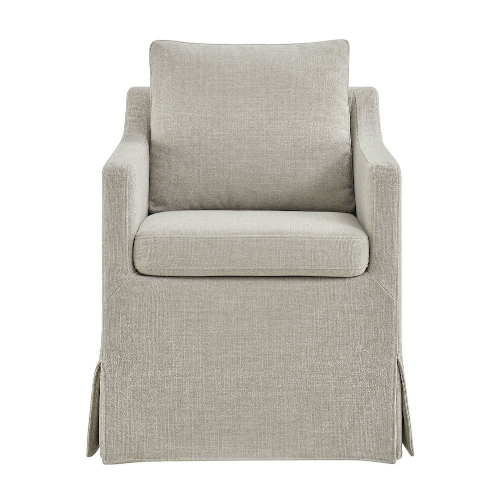 Serene Slipcovered Performance Fabric Dining Armchair - Linen