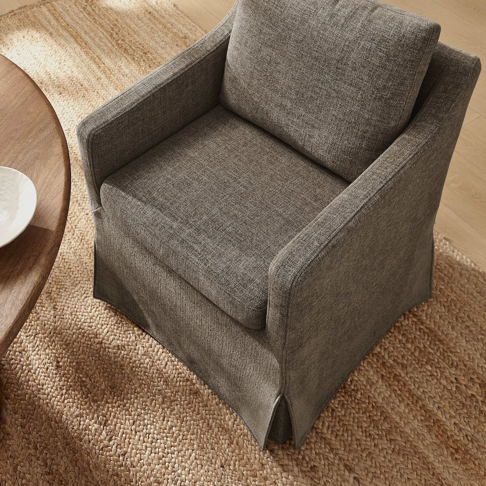 Serene Slipcovered Performance Fabric Dining Armchair - Mocha