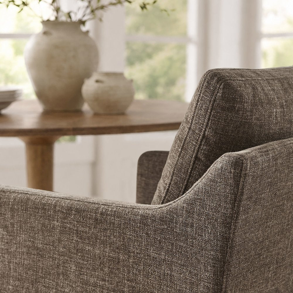 Serene Slipcovered Performance Fabric Dining Armchair - Mocha
