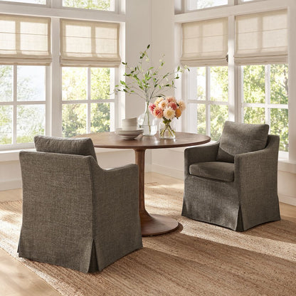 Serene Slipcovered Performance Fabric Dining Armchair - Mocha