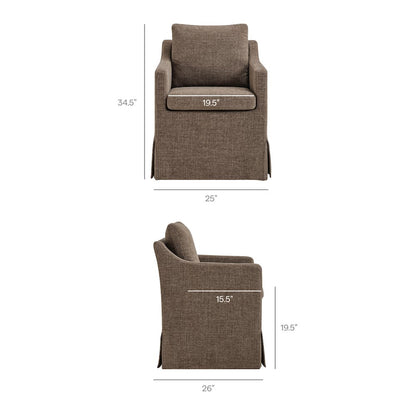 Serene Slipcovered Performance Fabric Dining Armchair - Mocha