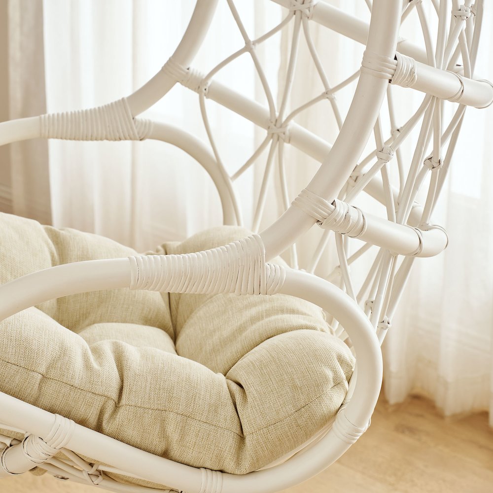 Tamarind Natural Rattan Hanging Chair - White Light Beige