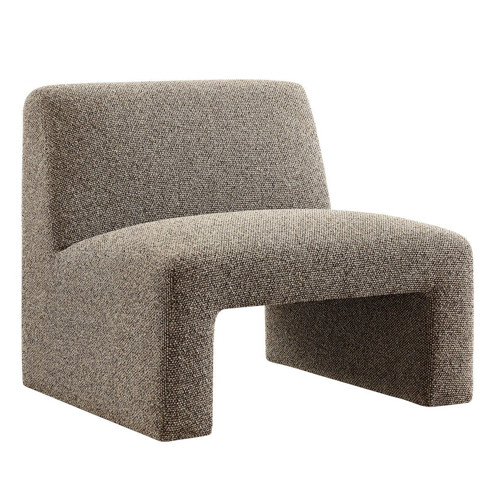 Amita Lattice Boucle Upholstered Armless Accent Chair - Earth