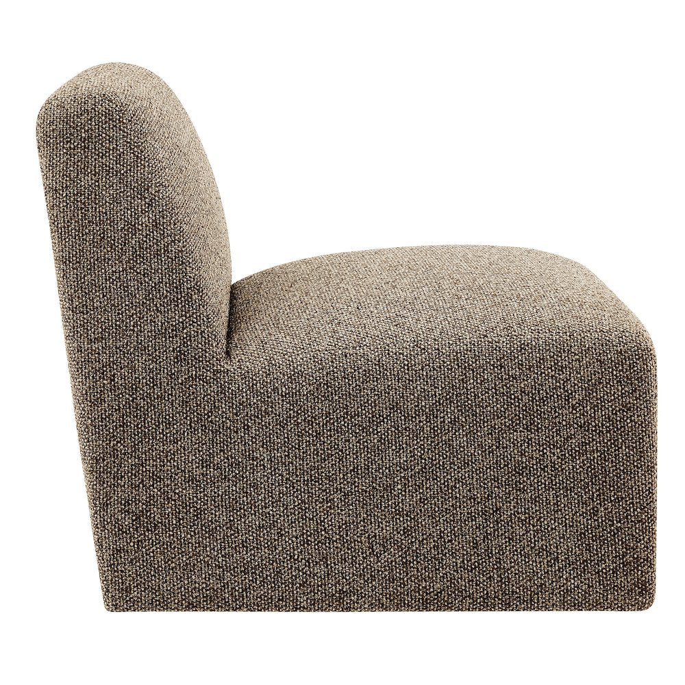 Amita Lattice Boucle Upholstered Armless Accent Chair - Earth