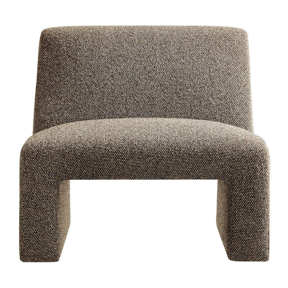 Amita Lattice Boucle Upholstered Armless Accent Chair - Earth