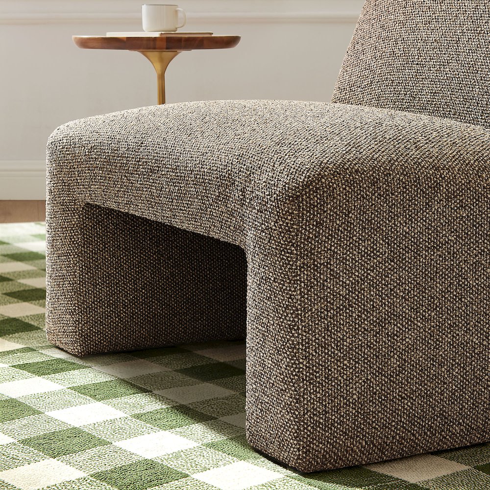 Amita Lattice Boucle Upholstered Armless Accent Chair - Earth