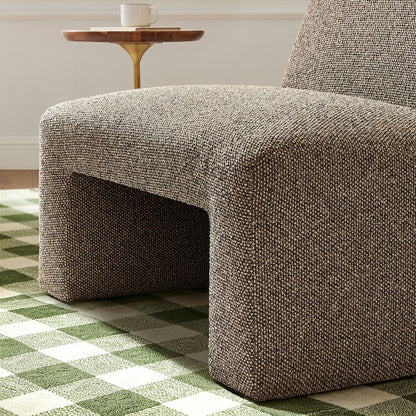 Amita Lattice Boucle Upholstered Armless Accent Chair - Earth