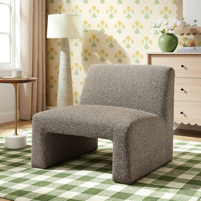 Amita Lattice Boucle Upholstered Armless Accent Chair - Earth