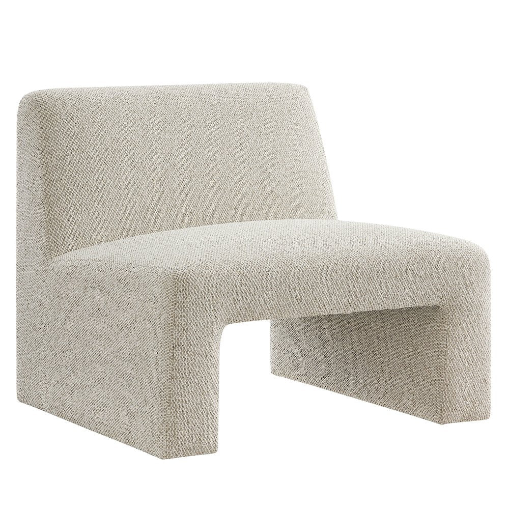 Amita Lattice Boucle Upholstered Armless Accent Chair - Marble