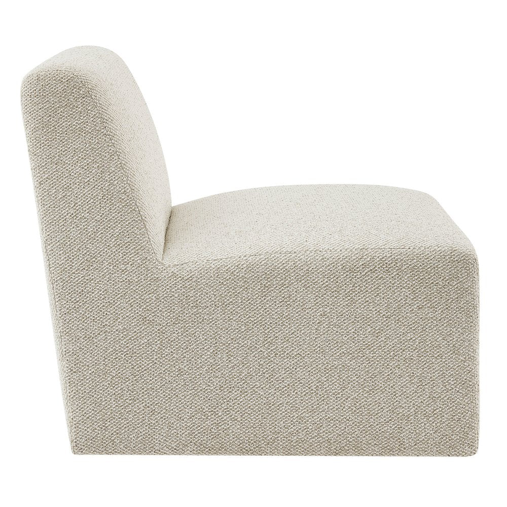 Amita Lattice Boucle Upholstered Armless Accent Chair - Marble