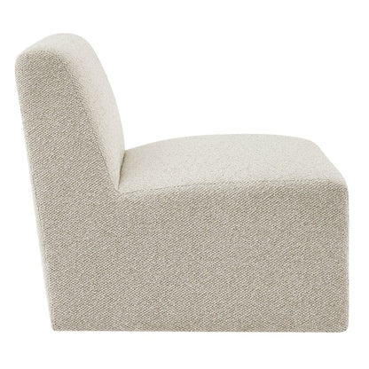 Amita Lattice Boucle Upholstered Armless Accent Chair - Marble