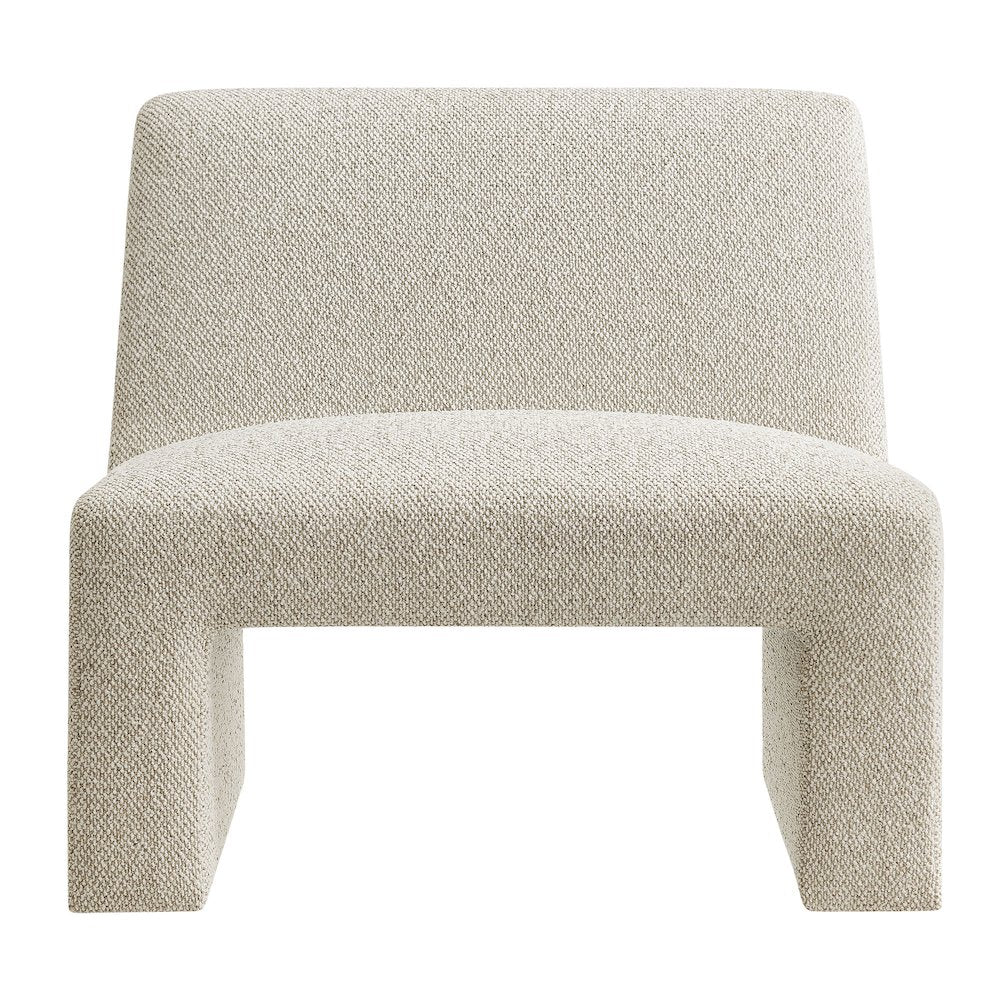 Amita Lattice Boucle Upholstered Armless Accent Chair - Marble