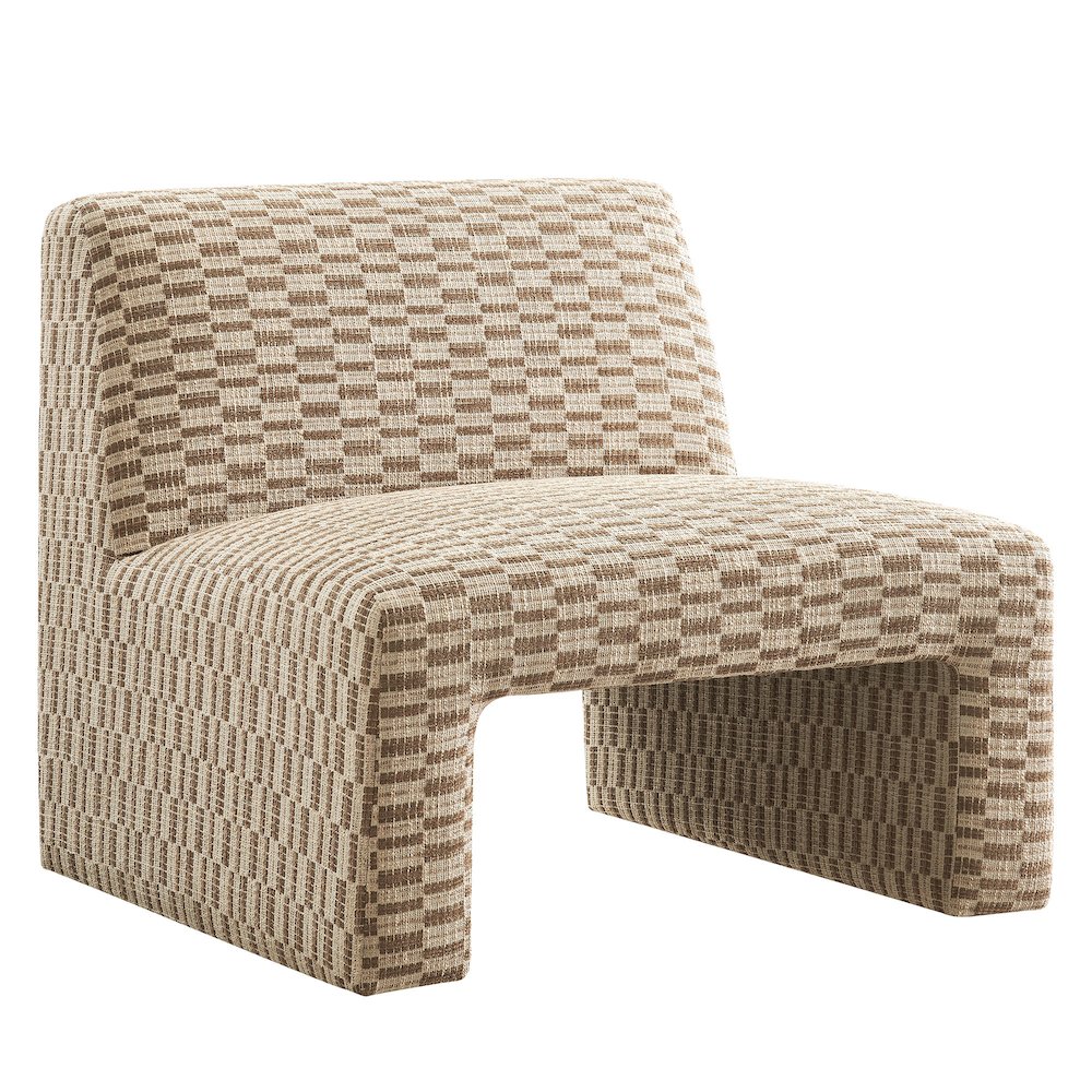 Amita Checked Woven Fabric Armless Accent Chair - Mineral