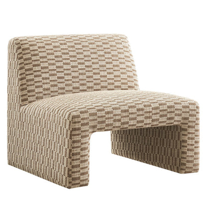 Amita Checked Woven Fabric Armless Accent Chair - Mineral