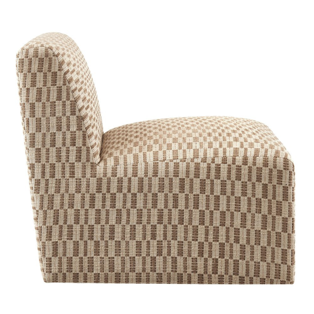 Amita Checked Woven Fabric Armless Accent Chair - Mineral