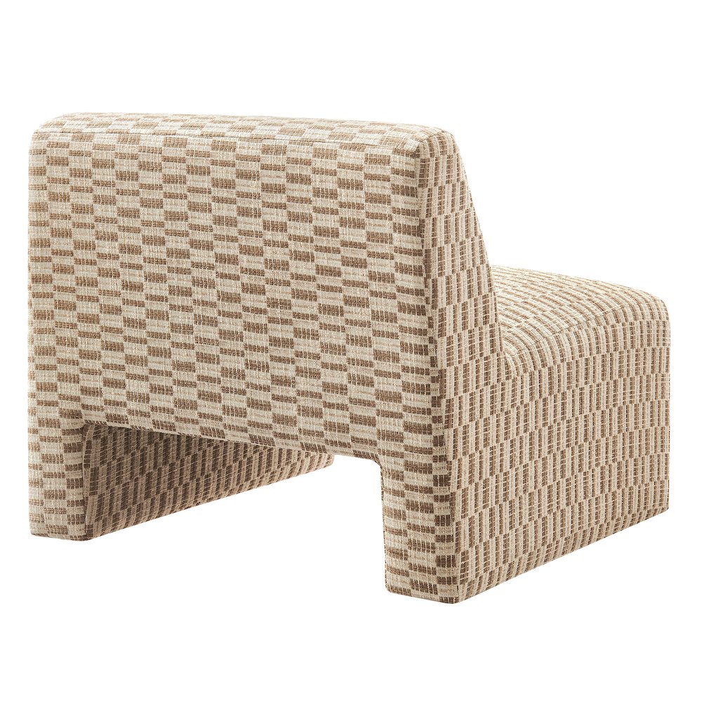 Amita Checked Woven Fabric Armless Accent Chair - Mineral
