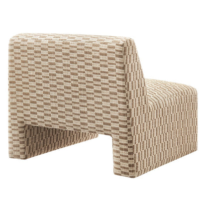 Amita Checked Woven Fabric Armless Accent Chair - Mineral