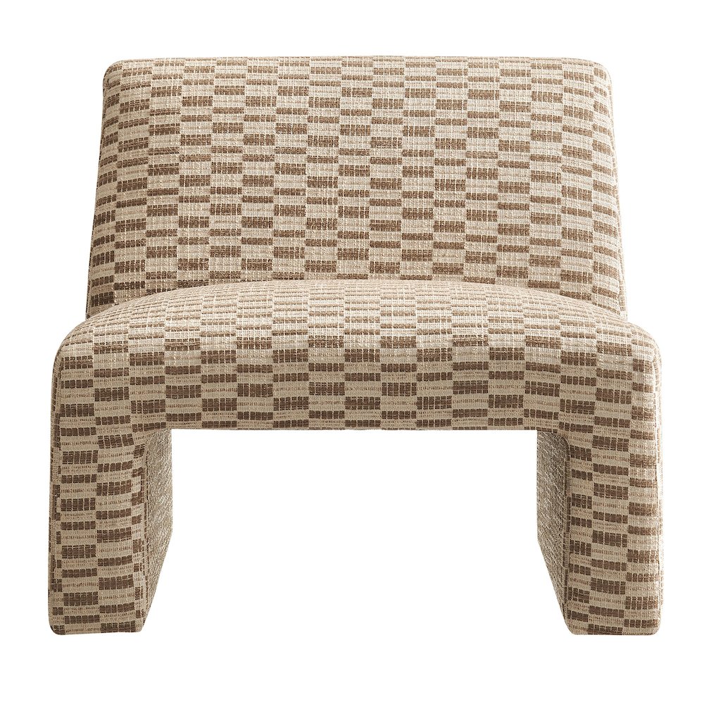 Amita Checked Woven Fabric Armless Accent Chair - Mineral