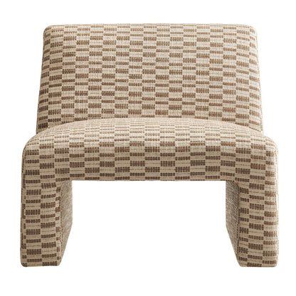 Amita Checked Woven Fabric Armless Accent Chair - Mineral