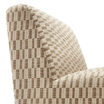 Amita Checked Woven Fabric Armless Accent Chair - Mineral