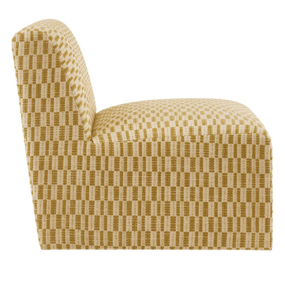 Amita Checked Woven Fabric Armless Accent Chair - Sunrise