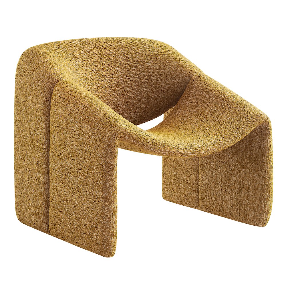 Vivi Looped Textural Fabric Curved Arm Accent Chair - Mustard