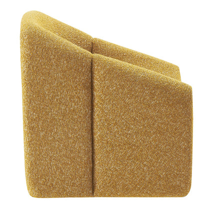 Vivi Looped Textural Fabric Curved Arm Accent Chair - Mustard