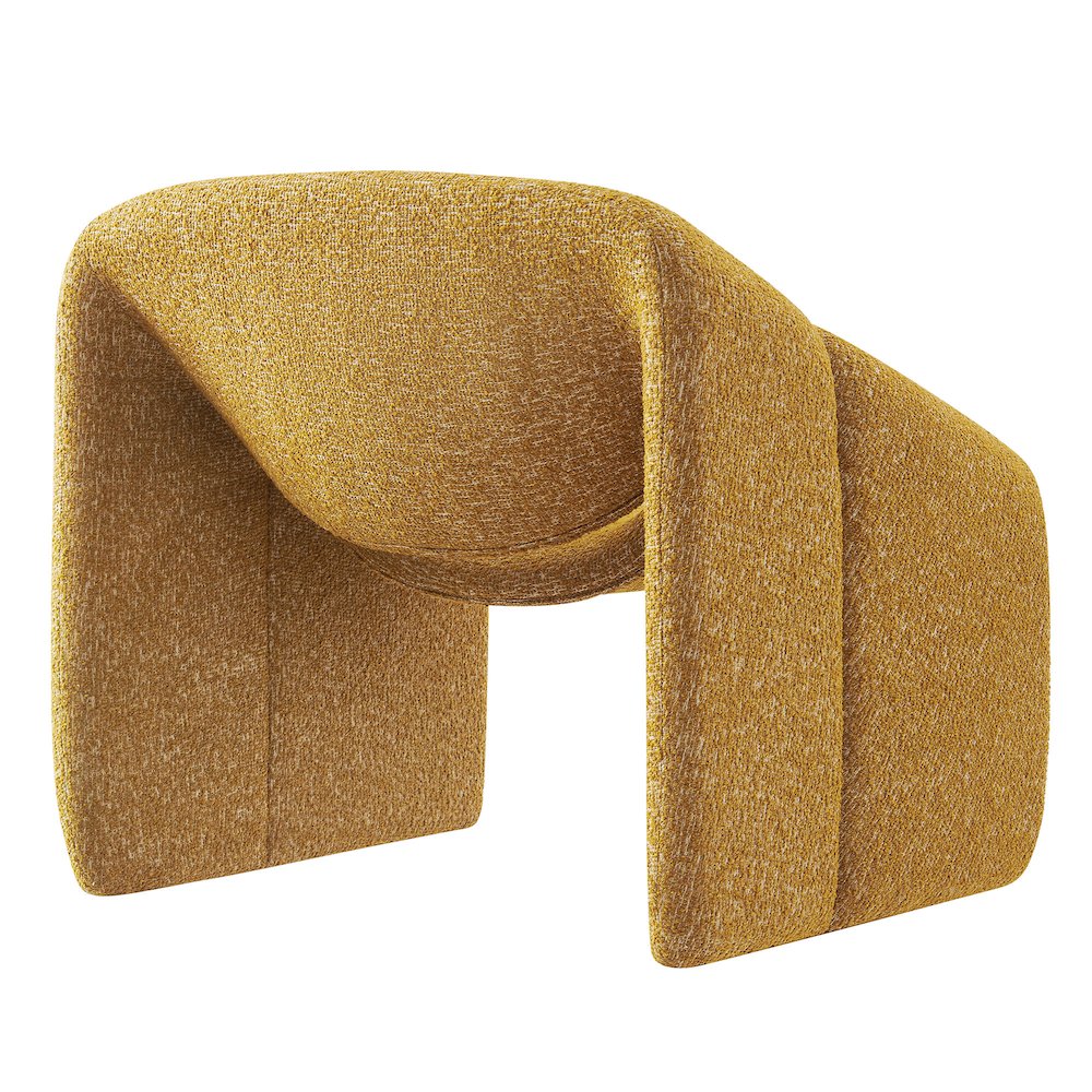 Vivi Looped Textural Fabric Curved Arm Accent Chair - Mustard