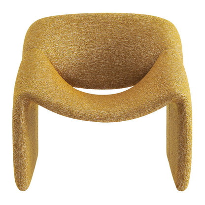 Vivi Looped Textural Fabric Curved Arm Accent Chair - Mustard