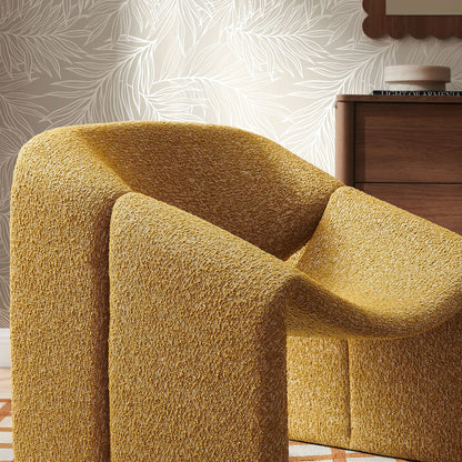 Vivi Looped Textural Fabric Curved Arm Accent Chair - Mustard