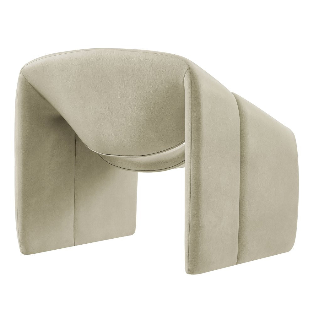 Vivi Vegan Leather Curved Arm Accent Chair - Mineral