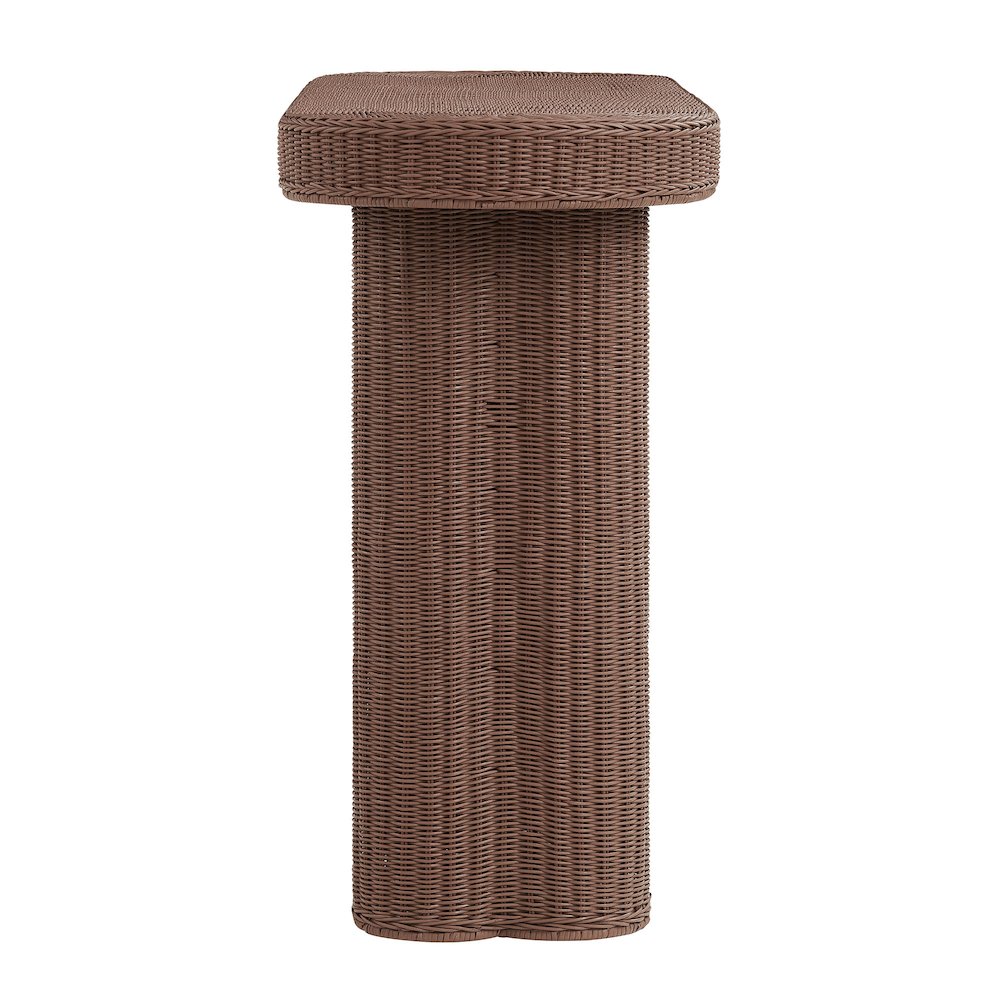 Sarova 59 Inch Natural Rattan Oval Console Table - Mocha