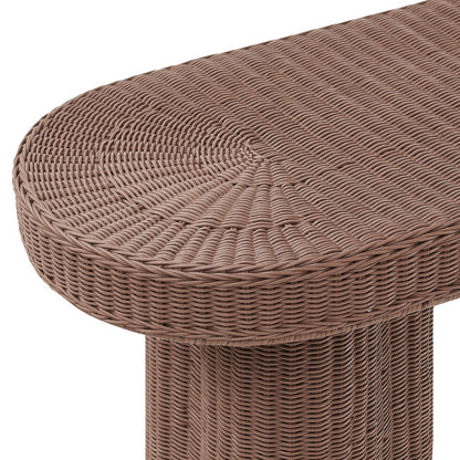 Sarova 59 Inch Natural Rattan Oval Console Table - Mocha