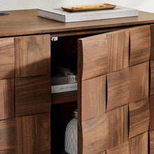 Duskin 39 Inch Geometric Block Design Wall Mounted TV Stand - Walnut