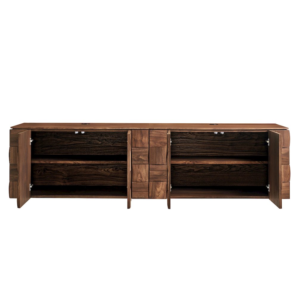 Duskin 79 Inch Geometric Block Design Wall Mounted TV Stand - Walnut