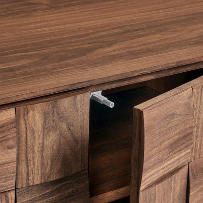 Duskin 79 Inch Geometric Block Design Wall Mounted TV Stand - Walnut