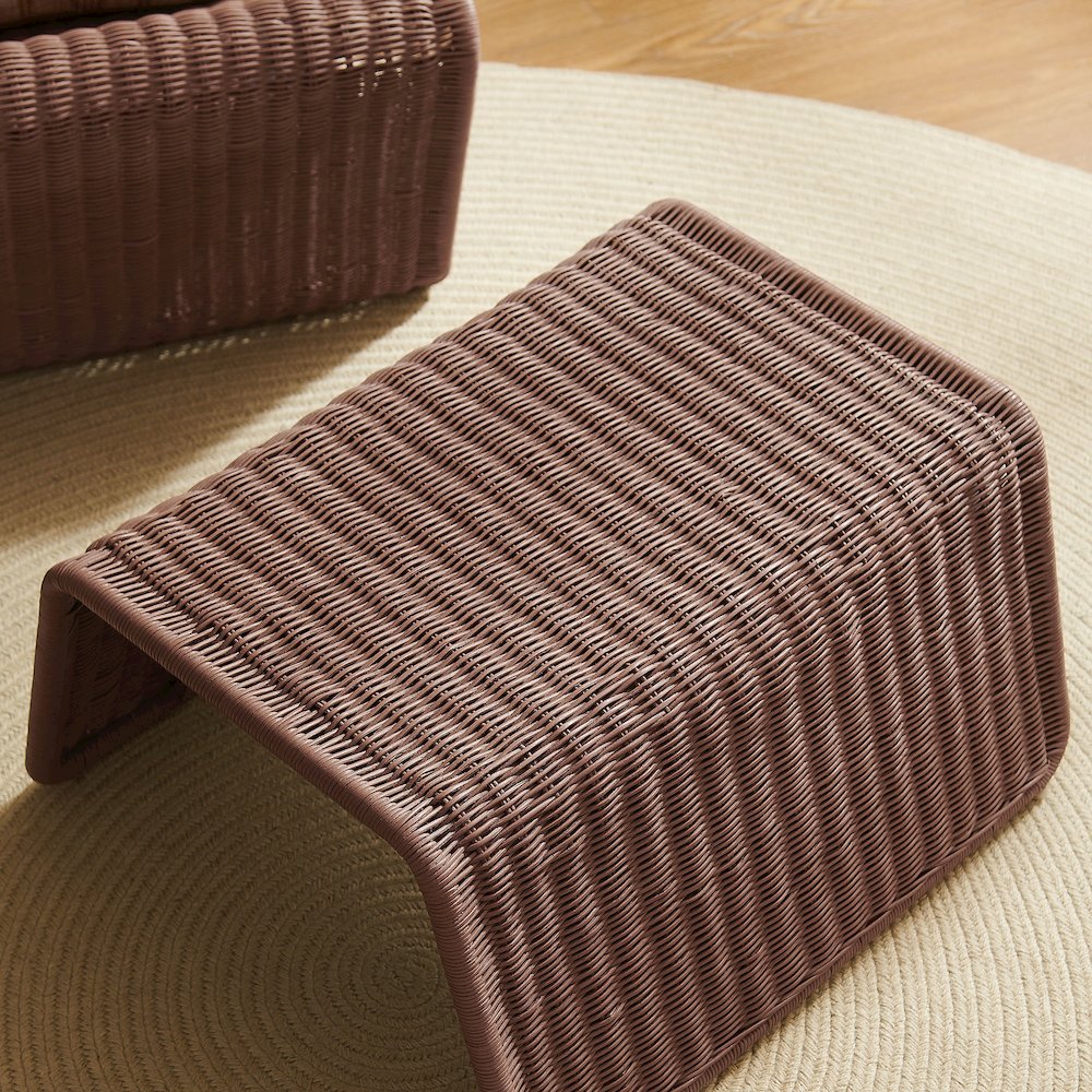 Eira Waterfall Natural Rattan Ottoman - Mocha