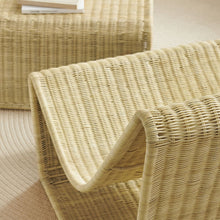 Eira 2-Piece Curved Rattan Lounge Chair & Ottoman Set - Natural Rattan
