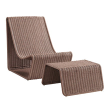 Eira 2-Piece Curved Rattan Lounge Chair & Ottoman Set - Mocha