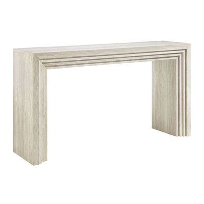 Olney 63 Inch Fluted Console Table - Ivory Travertine