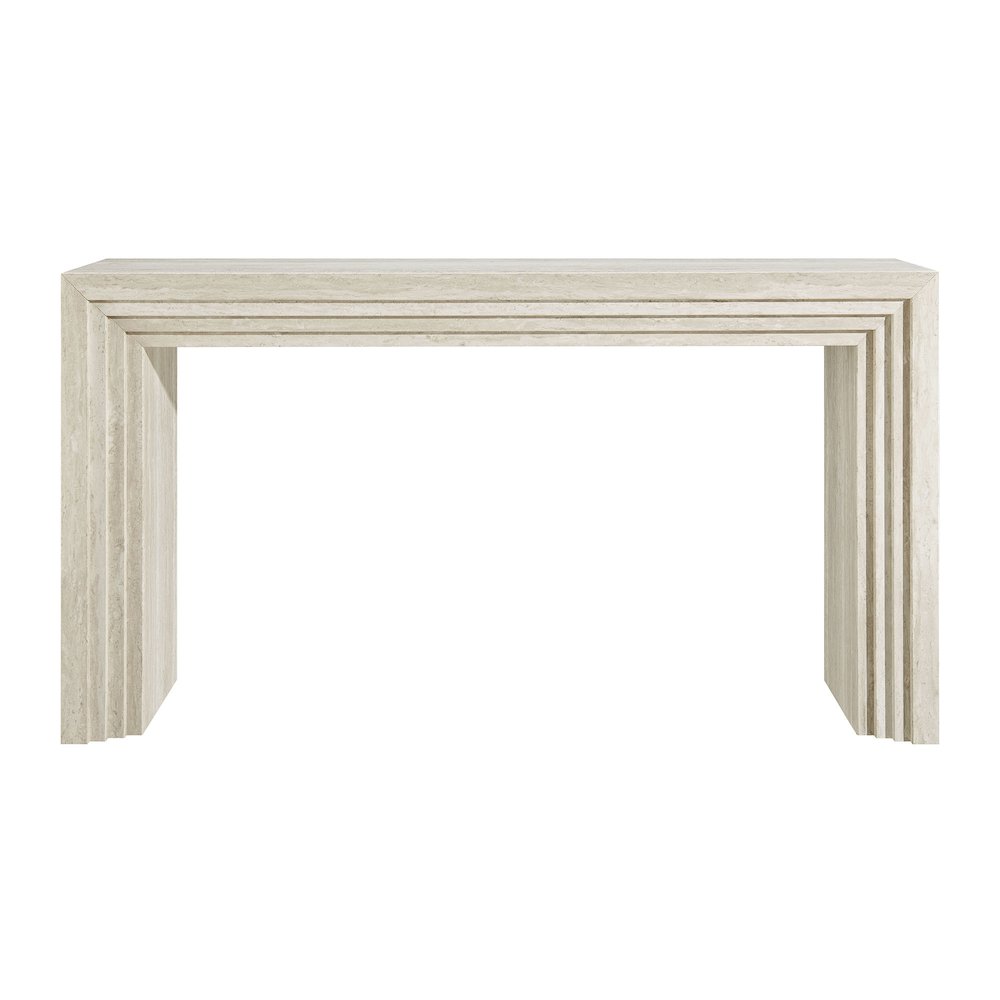 Olney 63 Inch Fluted Console Table - Ivory Travertine