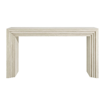 Olney 63 Inch Fluted Console Table - Ivory Travertine