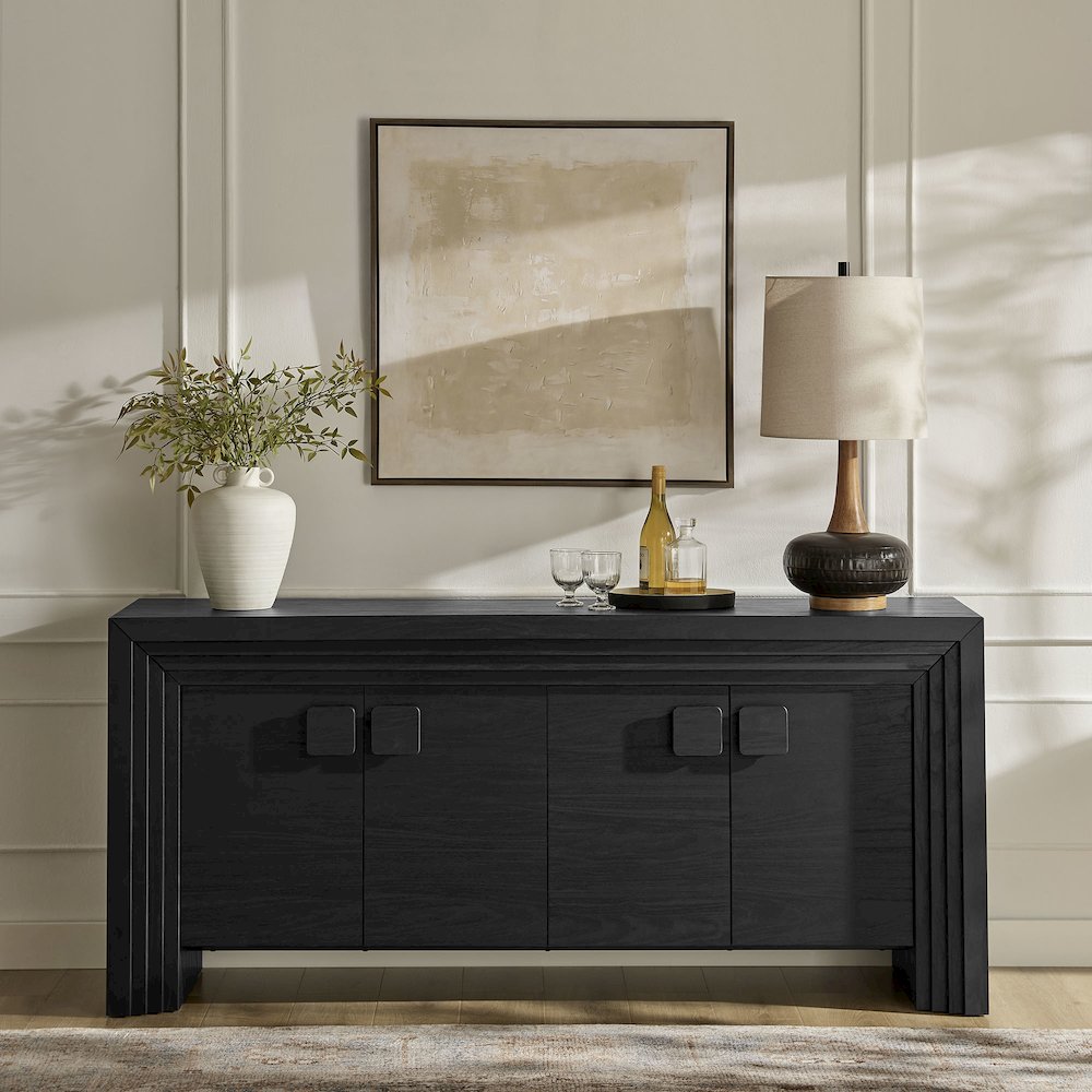 Olney 4-Door Fluted Sideboard - Black