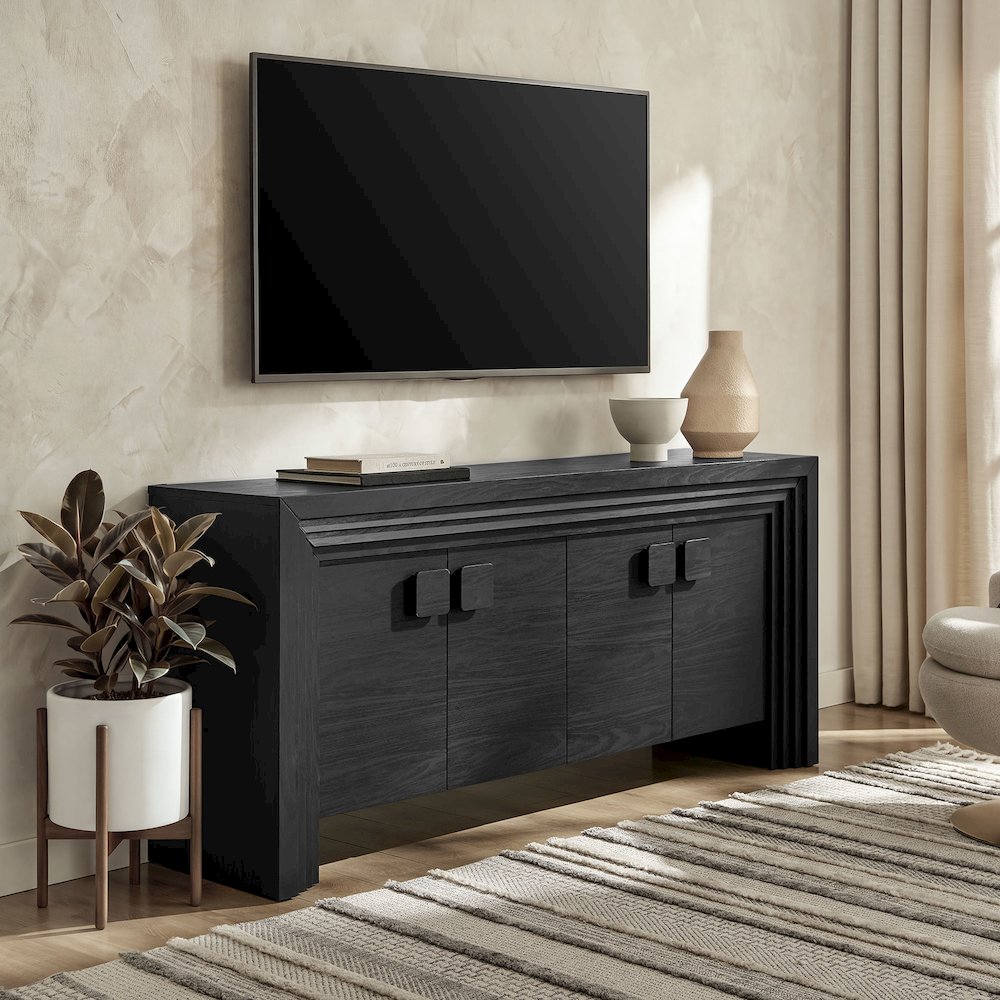 Olney 4-Door Fluted Sideboard - Black