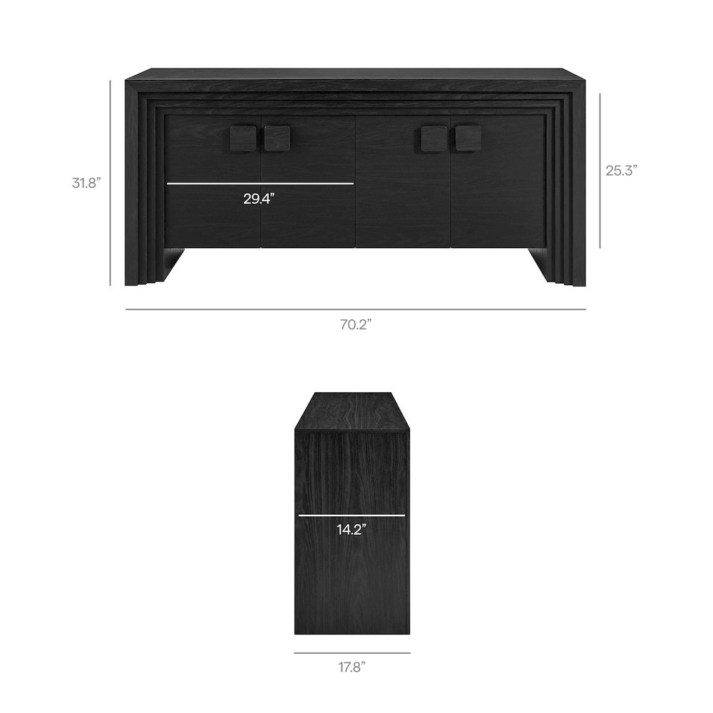 Olney 4-Door Fluted Sideboard - Black