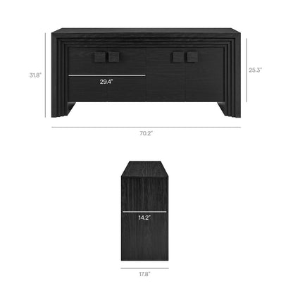 Olney 4-Door Fluted Sideboard - Black