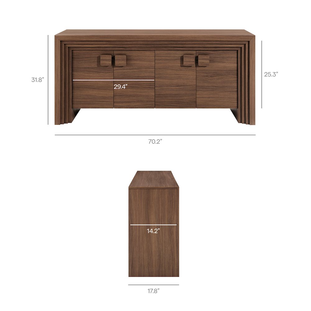 Olney 4-Door Fluted Sideboard - Walnut